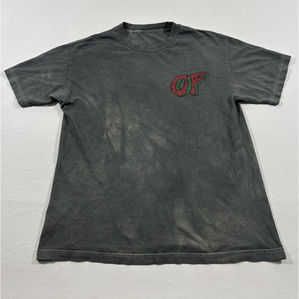 Odd Future Mens OFWGKTA Dripping Logo Acid Wash Gray Crew Print Tee T-shirt Sz M